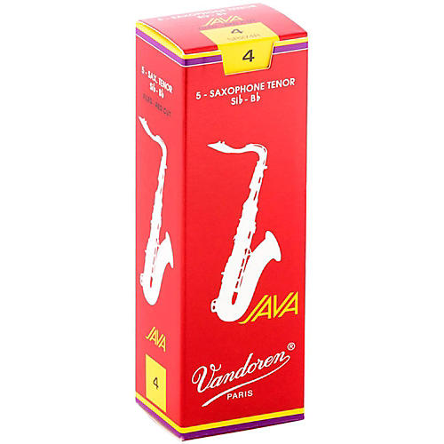 Vandoren JAVA Red Tenor Saxophone Reeds Strength 4, Box of 5