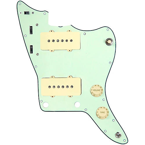920d Custom JM Grit Loaded Pickguard for Jazzmaster With Aged White Pickups and Knobs and JMH-V Wiring Harness Mint Green