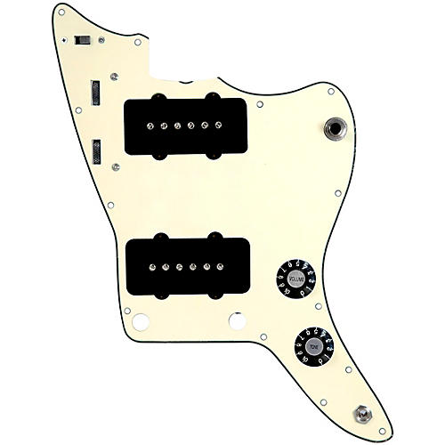 920d Custom JM Grit Loaded Pickguard for Jazzmaster With Black Pickups and Knobs and JMH-V Wiring Harness Cream