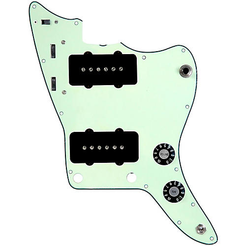 920d Custom JM Grit Loaded Pickguard for Jazzmaster With Black Pickups and Knobs and JMH-V Wiring Harness Mint Green