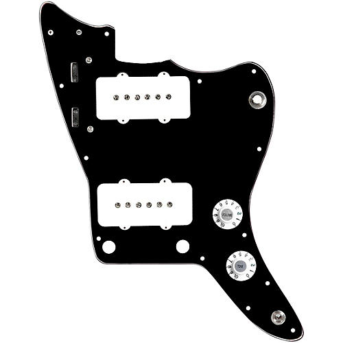 920d Custom JM Grit Loaded Pickguard for Jazzmaster With White Pickups and Knobs and JMH-V Wiring Harness Black