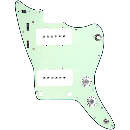 920d Custom JM Grit Loaded Pickguard for Jazzmaster With White Pickups and Knobs and JMH-V Wiring Harness Mint Green