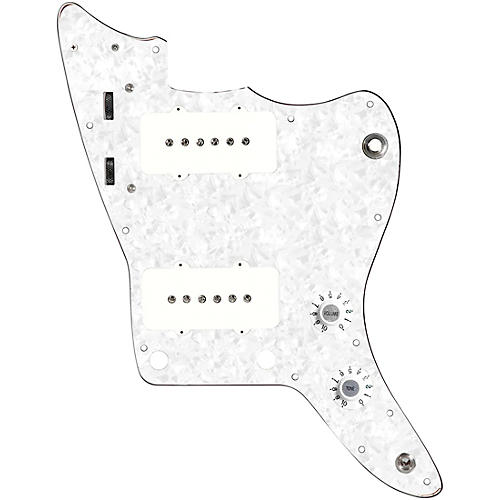 920d Custom JM Grit Loaded Pickguard for Jazzmaster With White Pickups and Knobs and JMH-V Wiring Harness White Pearl
