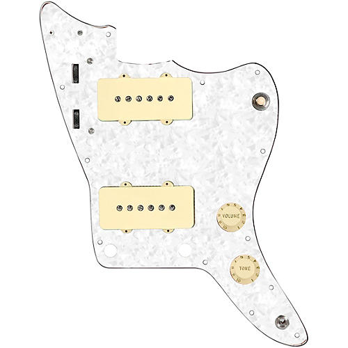 920d Custom JM Vintage Loaded Pickguard for Jazzmaster With Aged White Pickups and Knobs and JMH-V Wiring Harness White Pearl