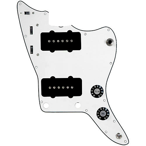 920d Custom JM Vintage Loaded Pickguard for Jazzmaster With Black Pickups and Knobs and JMH-V Wiring Harness Parchment