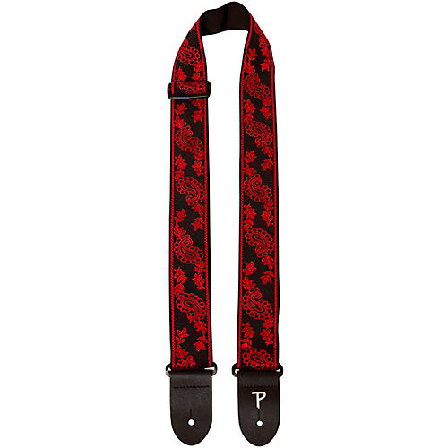 Perri's Jacquard Guitar Strap Black and Red Paisley 2 in.
