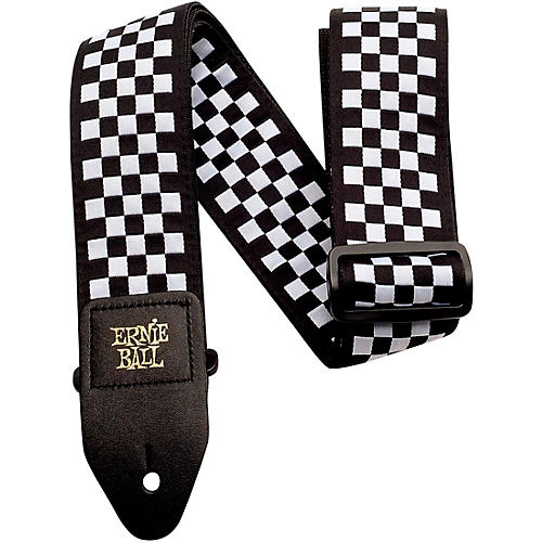 Ernie Ball Jacquard Polypro Guitar Strap Black and White Checkered