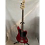 Used Squier Jaguar Electric Bass Guitar Trans Red