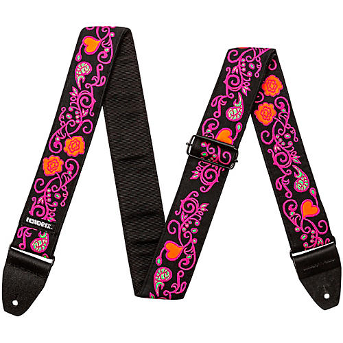 Dunlop Jimi Hendrix Blacklight Monterey Guitar Strap Pink