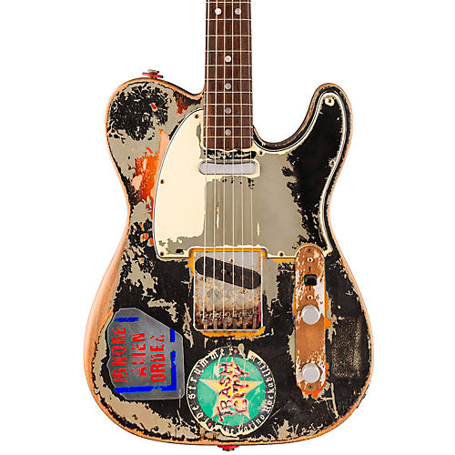 Fender Custom Shop Joe Strummer Telecaster Limited Edition Electric Guitar Master Built By Paul Waller Aged Black over 3-Color Sunburst