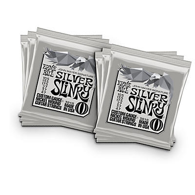 Ernie Ball John Mayer Signature Silver Slinky Electric Guitar Strings 3-Pack Tin Bundle -