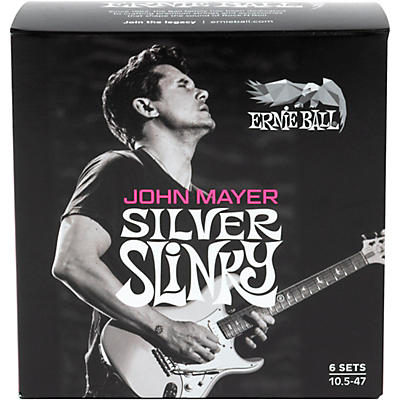 Ernie Ball John Mayer Silver Slinky Nickel Wound Electric Guitar Strings 6 Pack