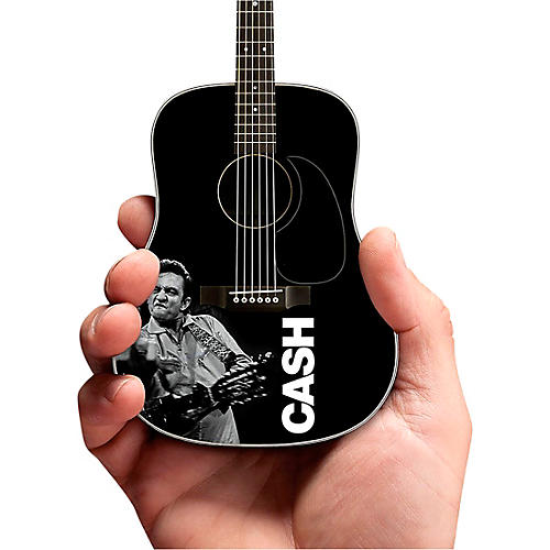 Johnny Cash Signature Black Mini Acoustic Guitar Tribute Model - Middle Finger