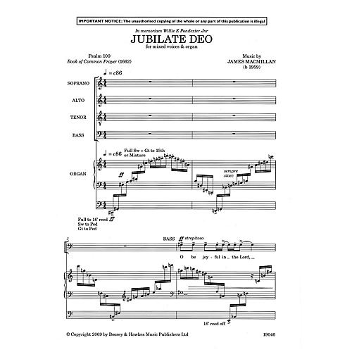 Boosey and Hawkes Jubilate Deo SATB, Organ composed by James MacMillan