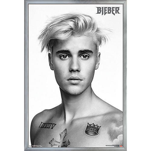 Trends International Justin Bieber - Pinup Poster Framed Silver