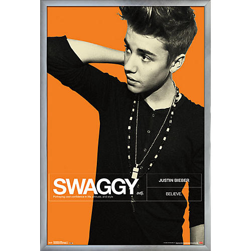 Trends International Justin Bieber - Swaggy Poster Condition 1 - Mint Framed Silver