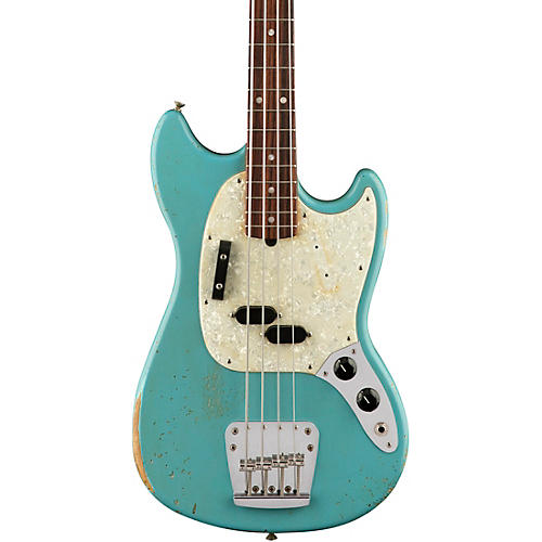 Fender Justin Meldal-Johnsen Road Worn Mustang Electric Bass Faded Daphne Blue