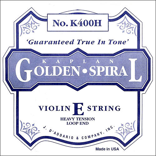 K400H Kaplan Golden Spiral 4/4 Size Violin Heavy E String with Loop End