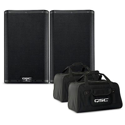 QSC K8.2 8" 2,000W Powered Speaker Pair With Tote Bags