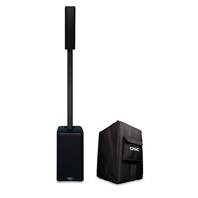 QSC KC12 12" 3,000W 3-Way Active Column Loudspeaker With Cover - Black