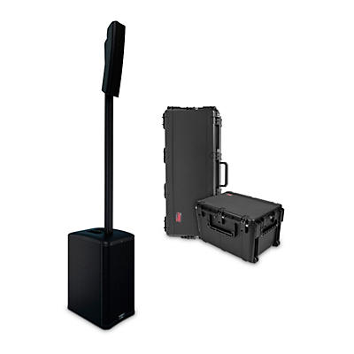 QSC KC12 3,000W Active 3-Way Column Loudspeaker With SKB iSeries Cases - Black