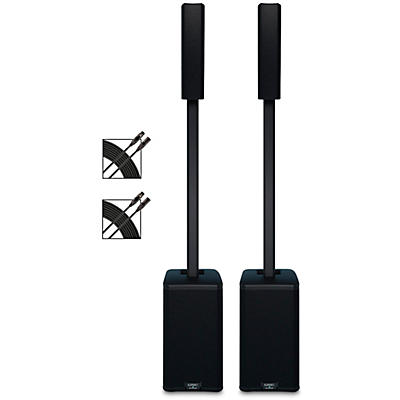 QSC KC12 Active 3-Way Column Speaker Pair With Cables - Black