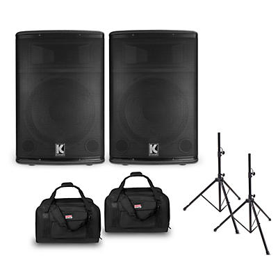 Kustom KPX Powered Speaker Package With Stands and Tote Bags
