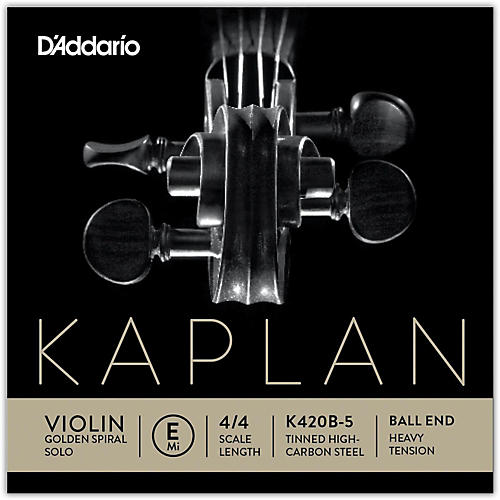 D'Addario Kaplan Golden Spiral Solo Series Violin E String 4/4 Size Solid Steel Heavy Ball End