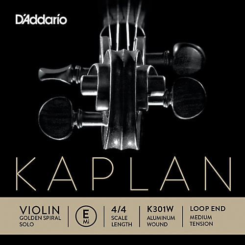 D'Addario Kaplan Golden Spiral Solo Wound Series Violin E String 4/4 Size Solid Steel / Aluminum Medium Loop End