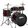 Sound Percussion Labs Kicker Pro 5-Piece Drum Set with Stands, Cymbals and Throne Wine Red