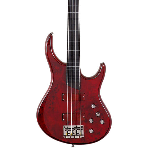 MTD Kingston KZ Fretless Electric Bass Guitar Transparent Cherry Ebonol