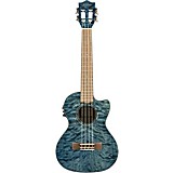 L27689000001000 - Lanikai QM-CET Quilted Maple Tenor with Kula PreampAcoustic Electric Ukulele Transparent Blue