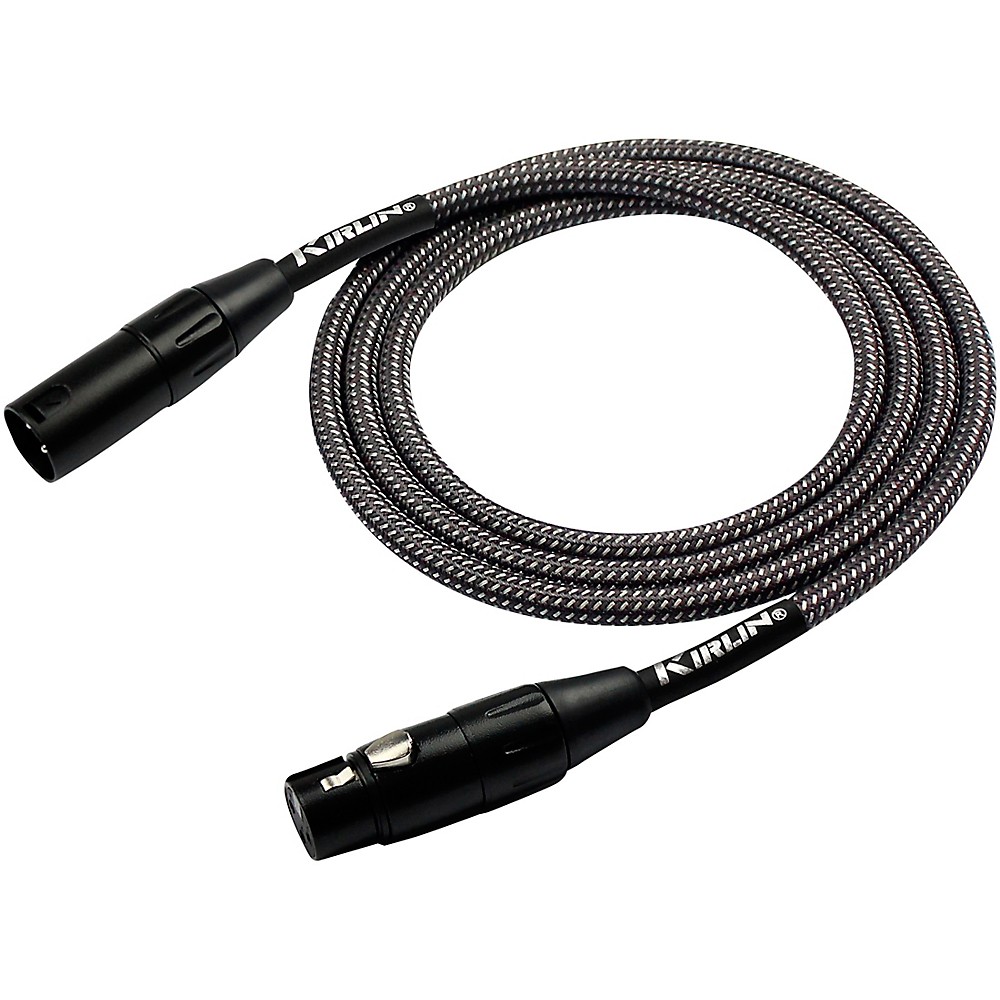 Kirlin XLR Male To XLR Female Microphone Cable - Carbon Woven Jacket 20 ft Gray