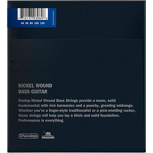 DBN45125XL 5 Set Bass Guitar Strings Jim Dunlop Nickel Wound XL Scale.045.125