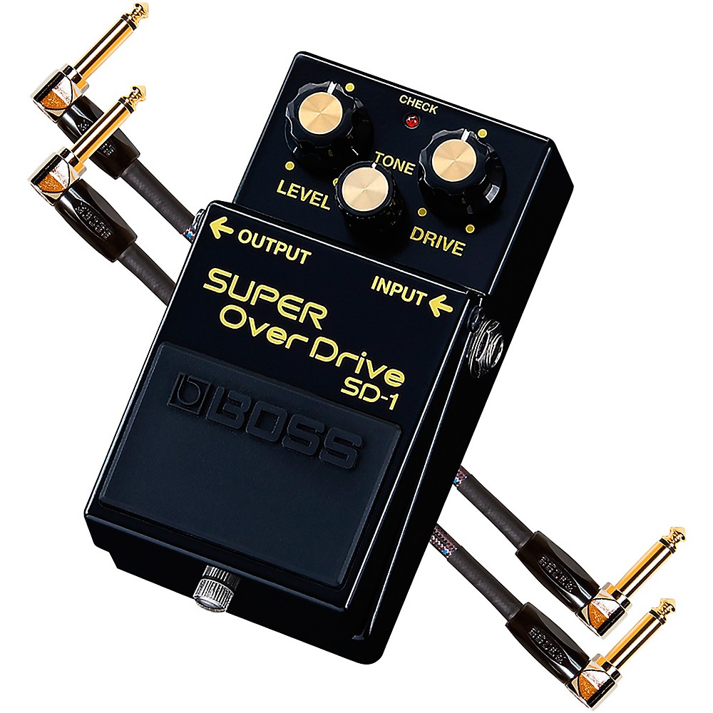 Boss Sd-1 Super Overdrive Effects Pedal And Two 6-Inch Jumper Cables Bundle