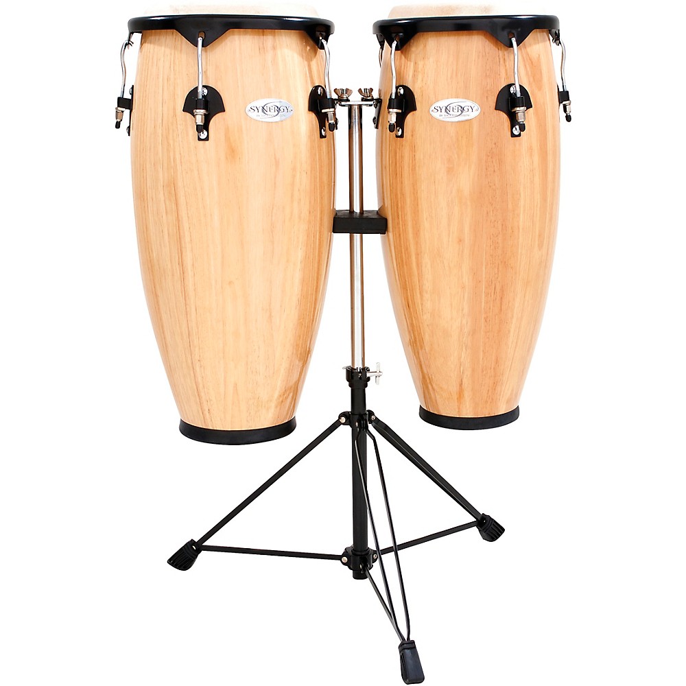 Toca Synergy Wood Conga Set With Stand 10 And 11 In. Natural Finish