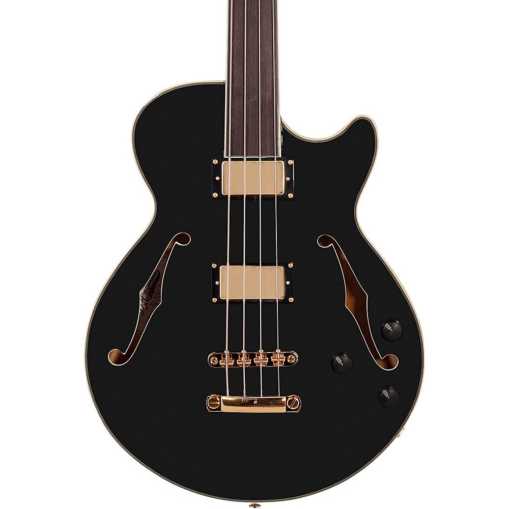 D'angelico Excel Bass Fretless Hollowbody Electric Bass Black