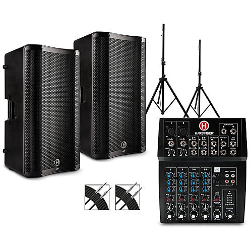 Harbinger L802 Mixer Package with VARI 4000 Series Speakers, Stands, and Cables 15
