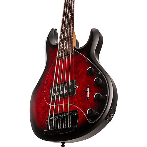 Sterling by Music Man StingRay Ray35 Burl Top 5-String Electric Bass Dark  Scarlet Burst Satin | Musician's Friend