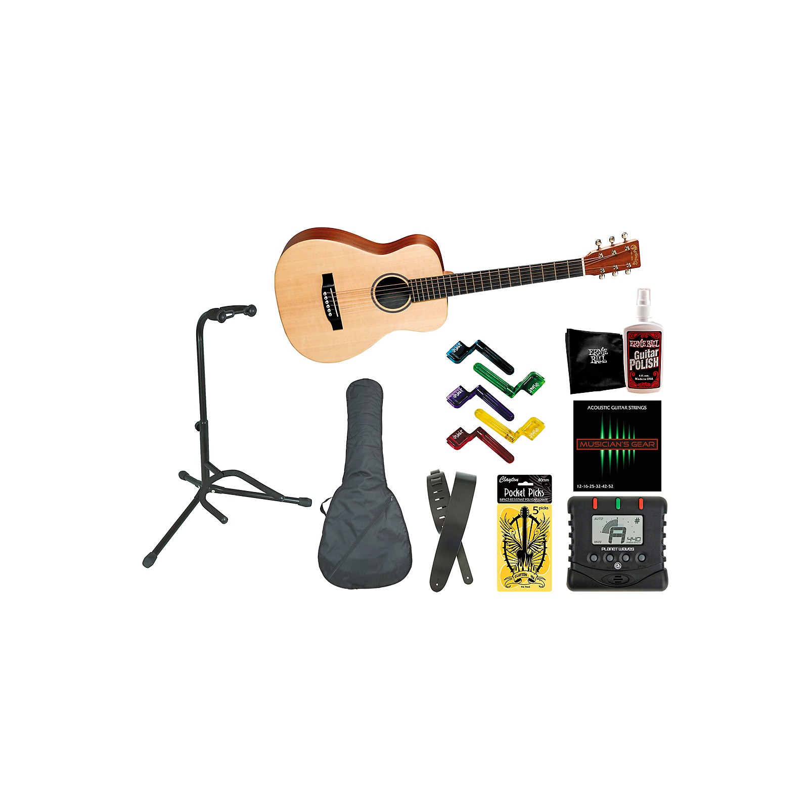 Martin LX1 Little Martin Acoustic Guitar Bundle with Gig Bag, Stand