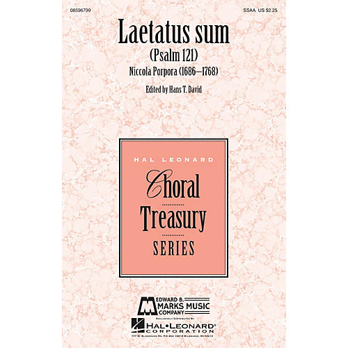 Edward B. Marks Music Company Laetatus Sum (Psalm 121) SSAA composed by Nicola Porpora