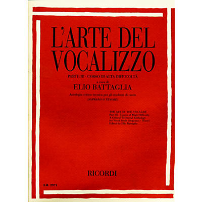 Ricordi L'arte Del Vocalizzo The Art of the Vocalise “ Part III Soprano-tenor