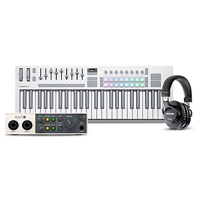 Novation Launchkey MK4 Keyboard Controller with Universal Audio Volt 2 USB Audio Interface & Tascam TH-200X Studio Headphones