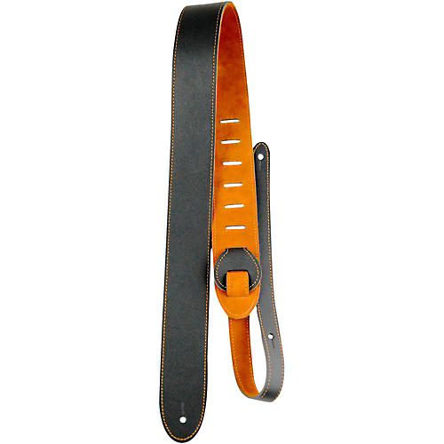 Perri's Leather Guitar Strap with Reversable Natural Suede Backing Black/Natural 2 in.