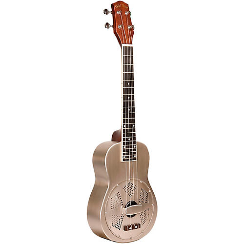 Gold Tone Left-Handed Tenor-Scale Metal Body Resonator Ukulele with Gig Bag Condition 1 - Mint Natural