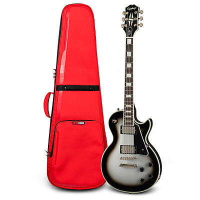 Epiphone Les Paul Custom in Silver Burst and ICON Series Gig Bag Bundle