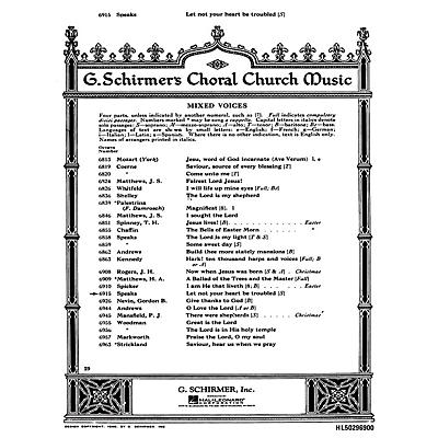 G. Schirmer Let Not Your Heart Be Troubled (SATB with organ and soprano solo) SATB composed by Oley Speaks
