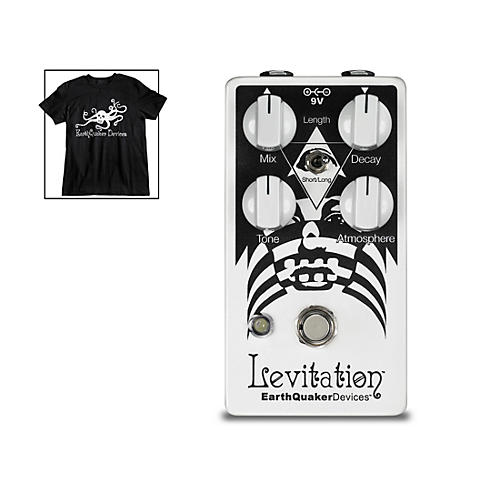 Levitation V2 Reverb Effects Pedal and Octoskull T-Shirt Large Black