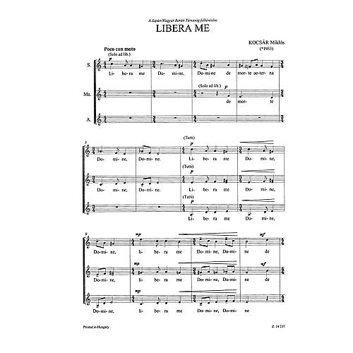 Editio Musica Budapest Libera Me SA Composed by Miklós Kocsár