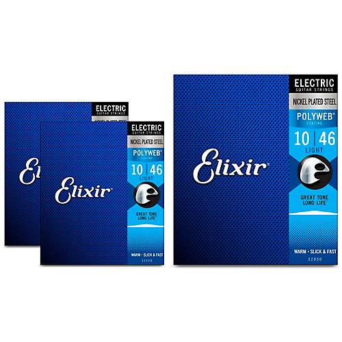 Light Polyweb Electric Guitar Strings 3 Pack